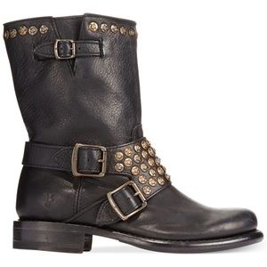 Frye Jenna Studded Short Boots Booties gold studs